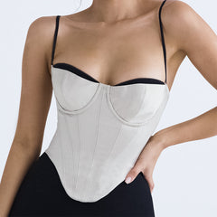 Women Clothing Sexy Camisole Irregular Asymmetric Bare Cropped Slim Fit Backless Boning Corset Top Women Summer