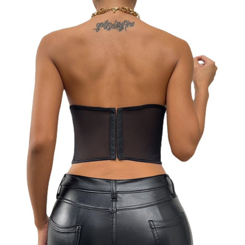 Black sexy Stitching Three-Dimensional Floral Steel Ring Wrapped Chest Slim Small Vest Female Boning Corset Boning Corset Corset
