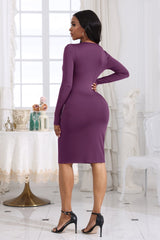 Long Sleeved Sexy Slimming Sheath Dress Autumn V Neck Nightclub Wrapped Chest Hollow Out Cutout Sexy Dress
