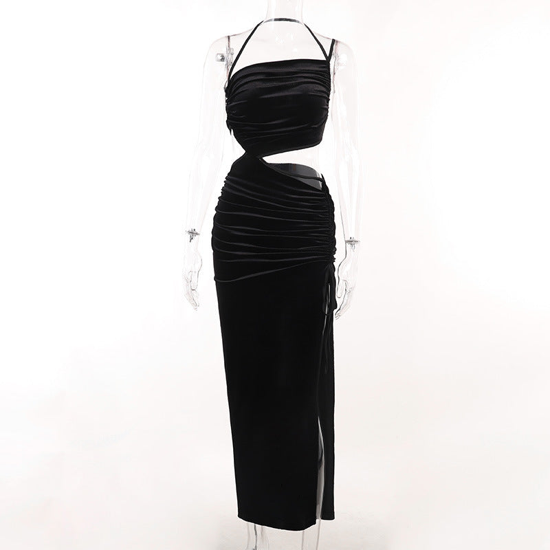 Party Slim Fit Maxi Dress Women Shoulder Sexy Cutout Split Waist Baring Dress
