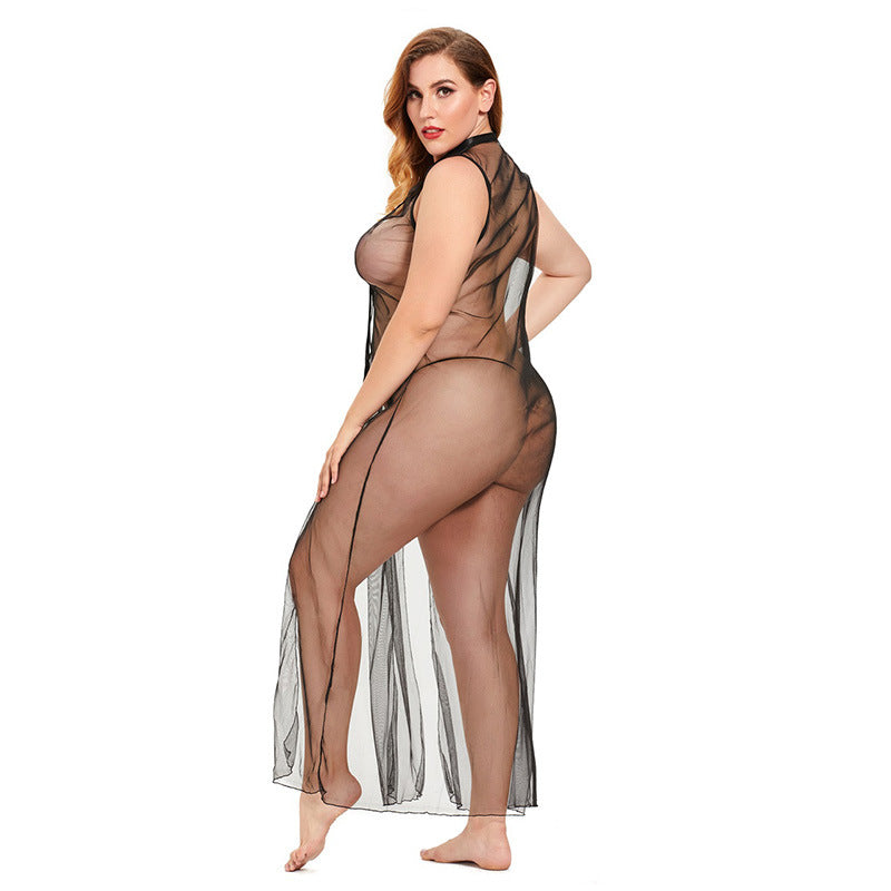 Plus Size Sexy Lingerie  Sexy Sleepwear Transparent Sexy Tulle Dress