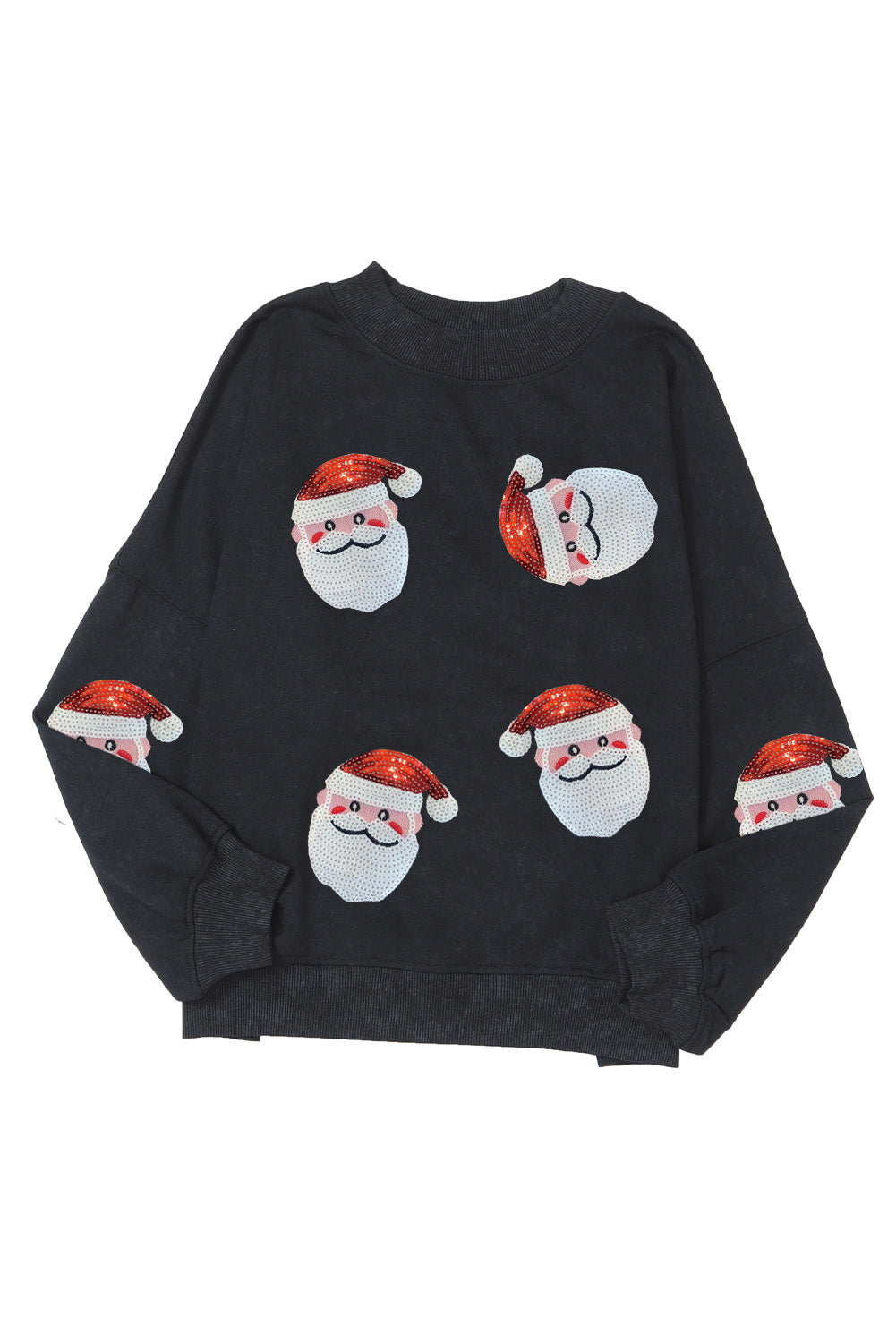 Black Sequined Santa Claus Christmas Fashion Sweatshirt