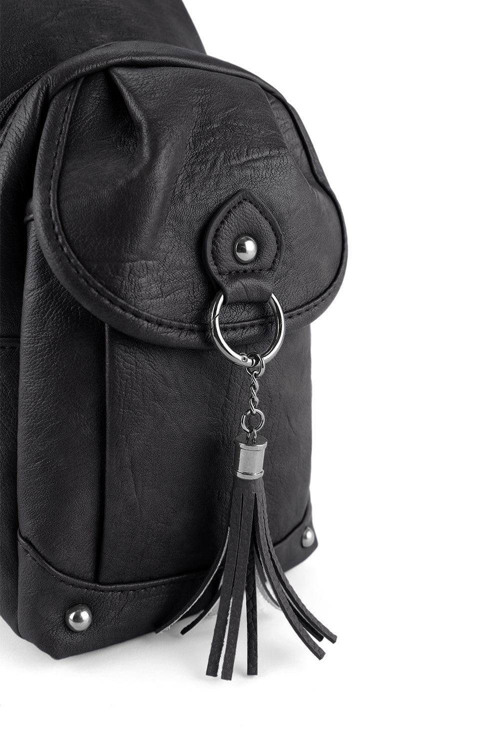 Black Vintage Large Capacity Tassel Sling Bag