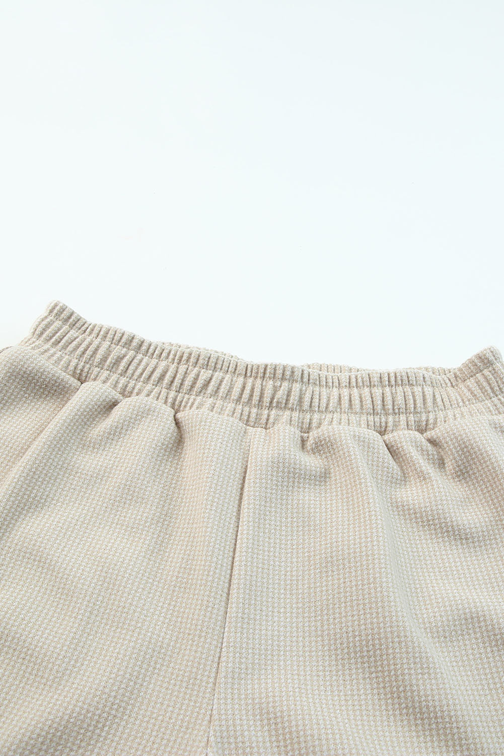 Apricot Tweed Wide Elastic Band High Waist Shorts