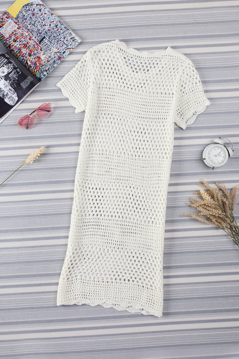 Beige Gypsy Crochet Beach Cover Up Dress