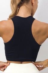 White Ribbed Knit Cropped Yoga Sports Vest