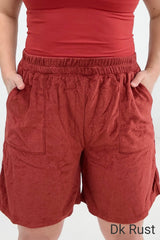 Loop Terry Elastic Waist Shorts With Pockets
