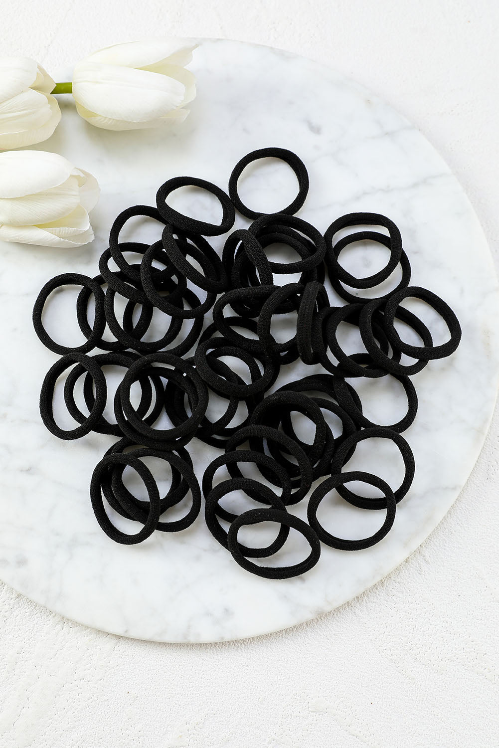 Black 50pcs Elasticity Solid Hair Tie