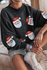 Black Sequined Santa Claus Christmas Fashion Sweatshirt