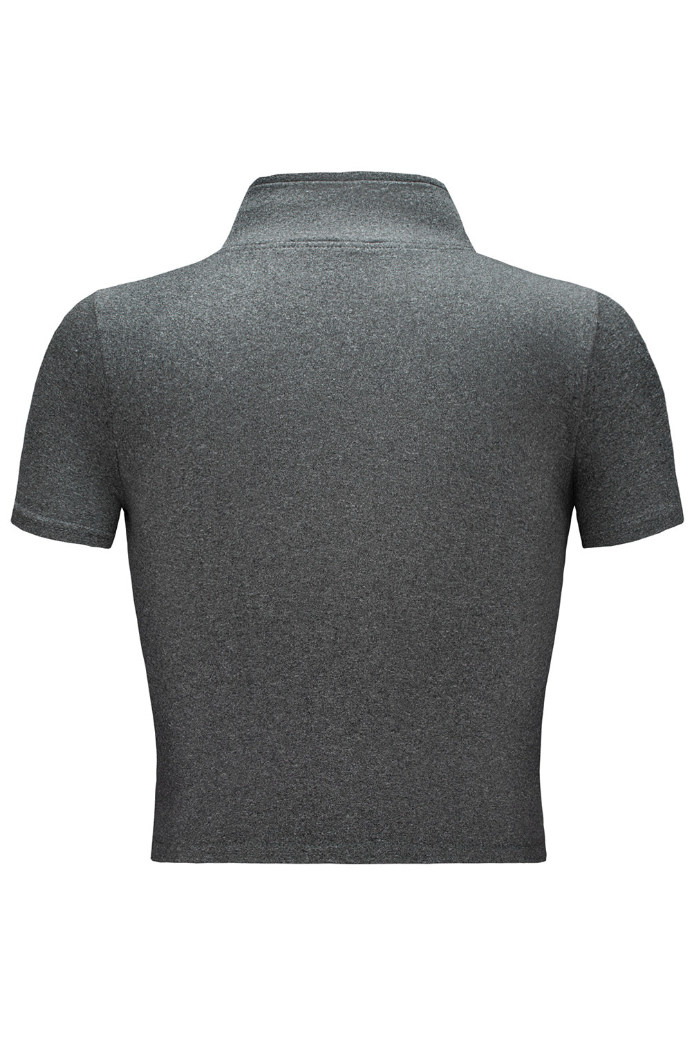 Black Half Zipper Short Sleeve Active Crop Top