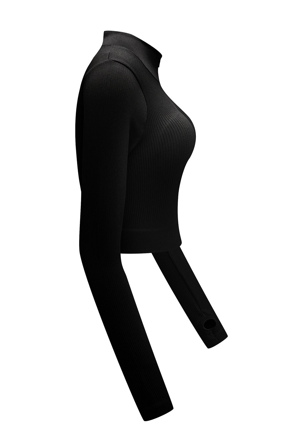 Black Half Zipper Long Sleeve Cropped Yoga Top
