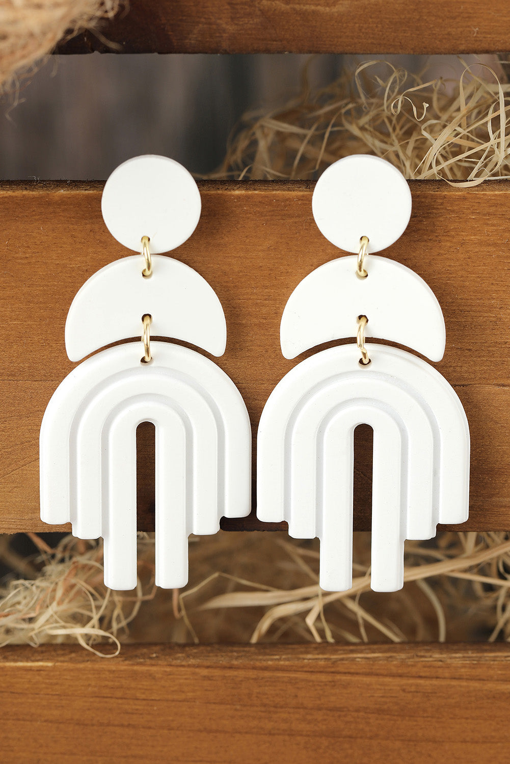 White Clay Textured Acrylic Earrings