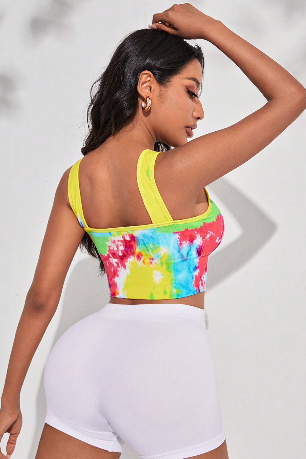 Multicolor Tie-Dye Bra and Shorts Active Outfit