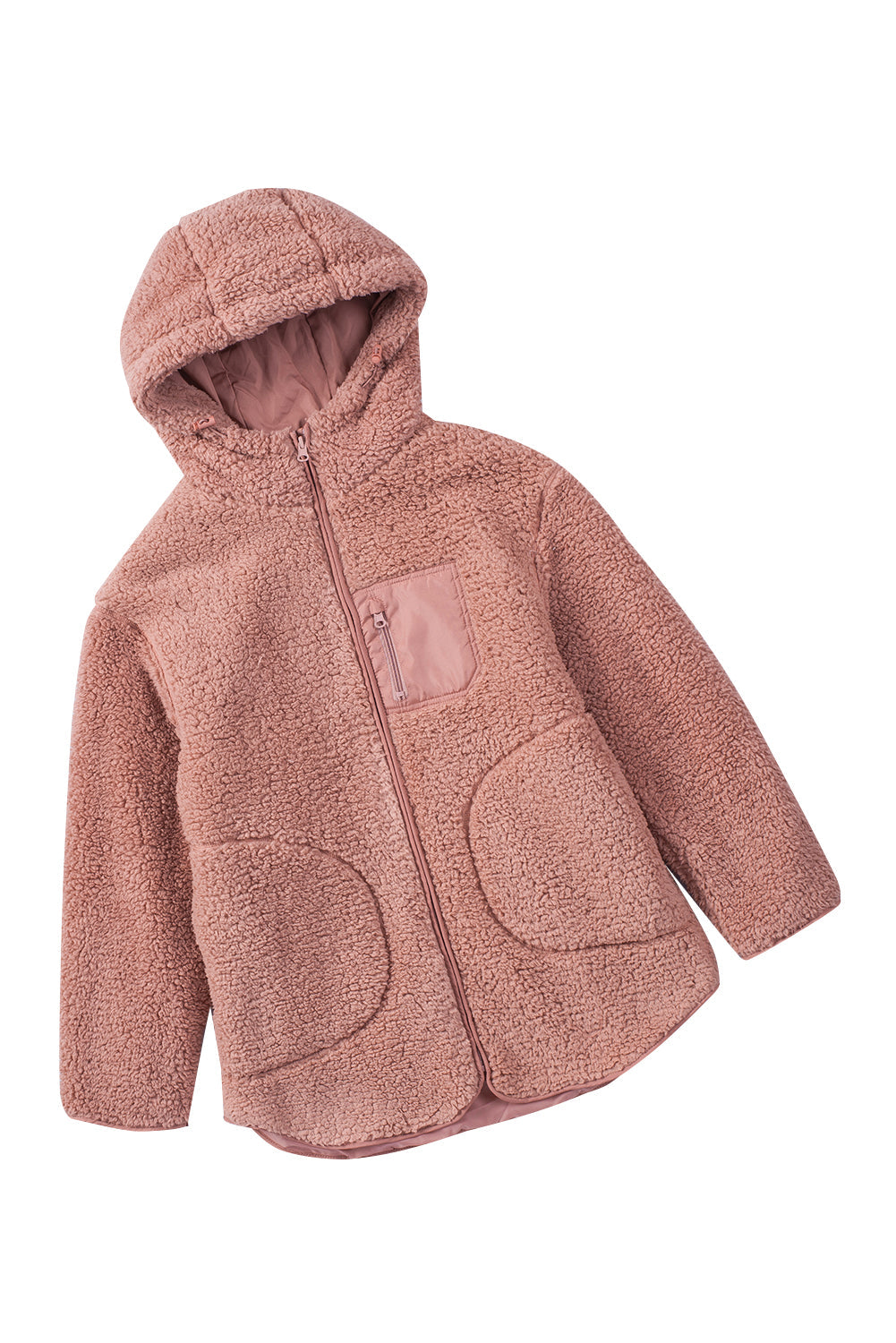 Pink Sherpa Zip Hooded Teddy Jacket