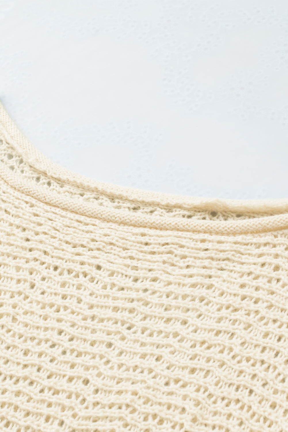 Apricot Sheer Openwork Knit Sweater