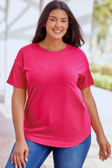 Rose Plus Size Ribbed Knit T-shirt