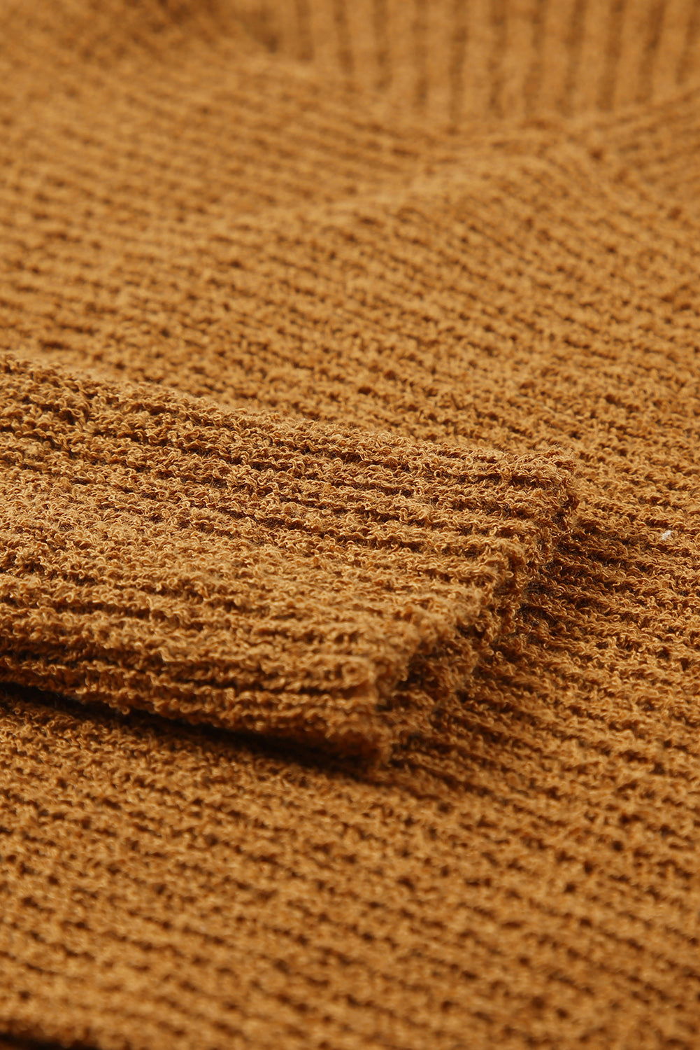 Khaki High Neck Hollow-out Crossed Wrap Knit Sweater