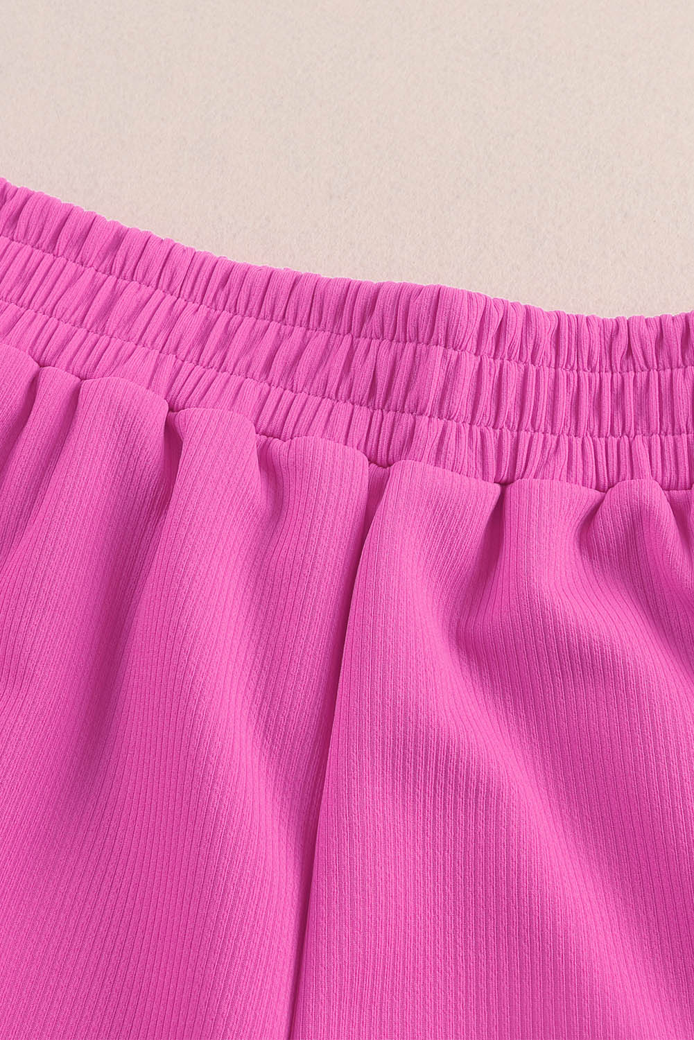 Rose Rib Knitted Sleeveless Crop Top and Elastic Waist Shorts Set